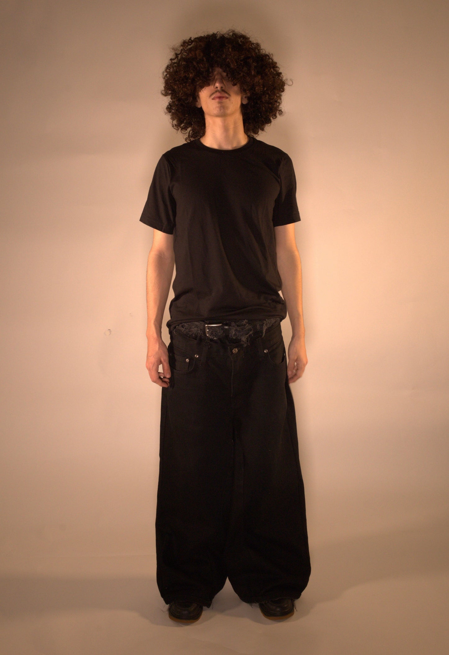 Double Waisted Baggy Jeans (Dark Black)