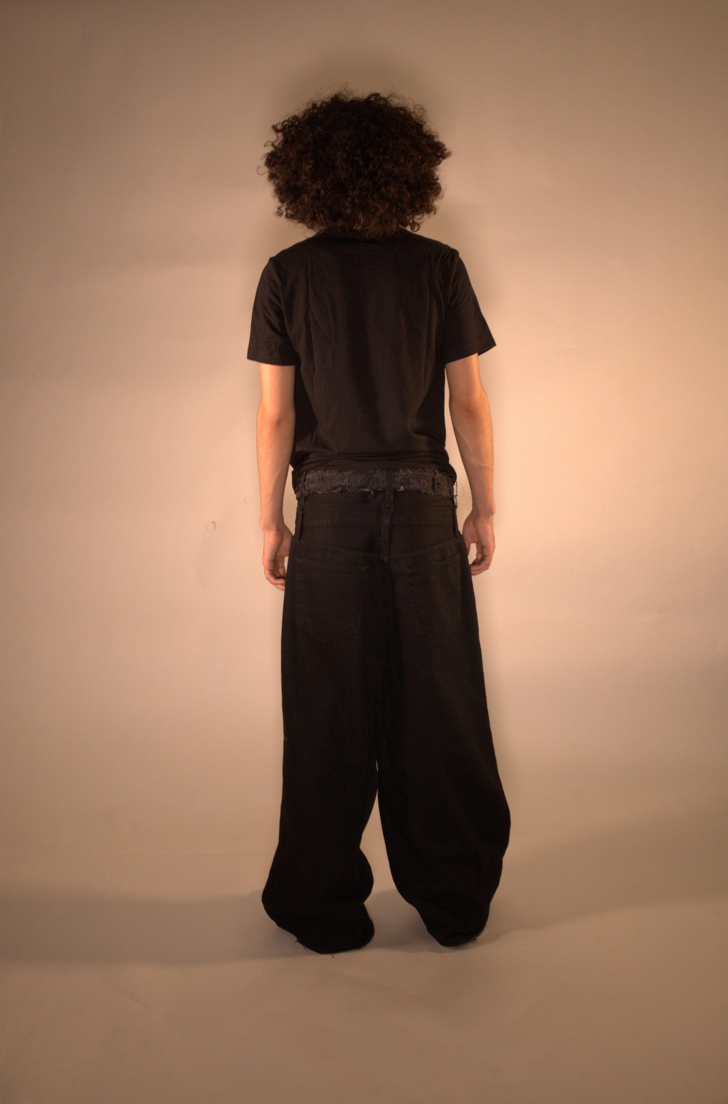 Double Waisted Baggy Jeans (Dark Black)
