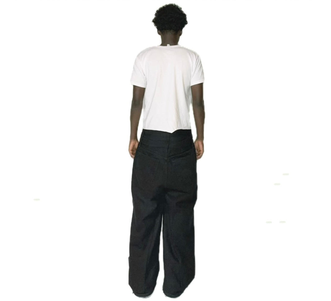 (BUNDLE) Double Waisted Baggy Jeans Light Blue & Dark Black