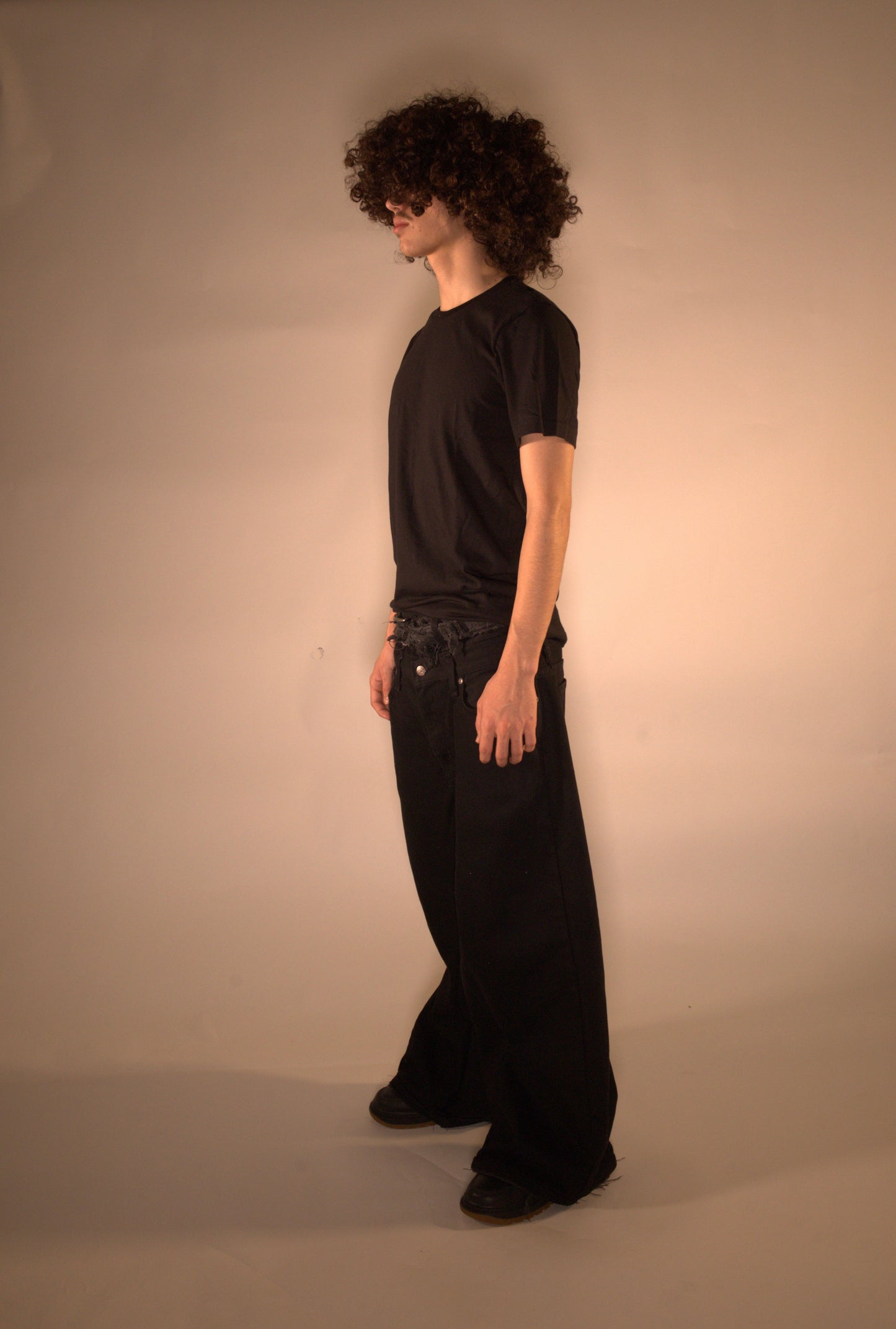 Double Waisted Baggy Jeans (Dark Black)
