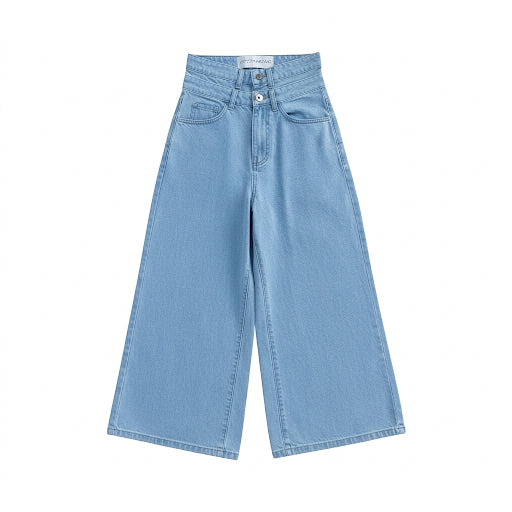 (BUNDLE) Double Waisted Baggy Jeans Light Blue & Dark Black