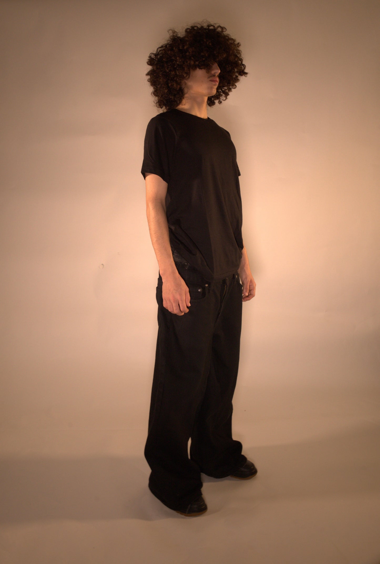 Double Waisted Baggy Jeans (Dark Black)
