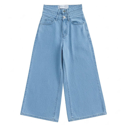 Double Waisted Baggy Jeans (Light Blue)