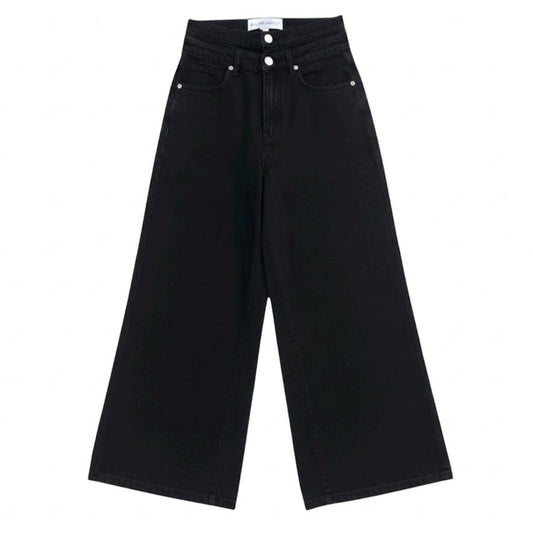 Double Waisted Baggy Jeans (Dark Black)